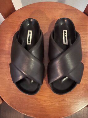 Jil Sander crossover strap chunky sandals